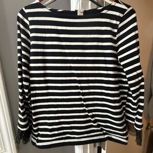 J. Crew Black and White Striped Long Sleeve Top